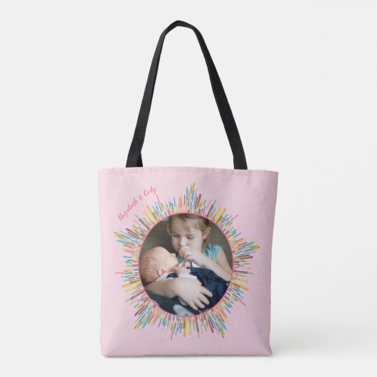 Zwei Fotos Abstrakte und farbige Art Custom Text Tasche (Rückseite)