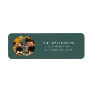 Zwei Fotos Aquamarine Rücksendeadresse und Name