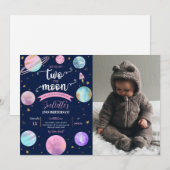 Zwei Fotos auf dem Mond Einladung (Vorne/Hinten)