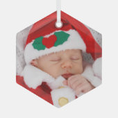 Zwei Fotos Baby Family Picture Ornament Aus Glas (Vorderseite)