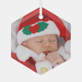 Zwei Fotos Baby Family Picture Ornament Aus Glas