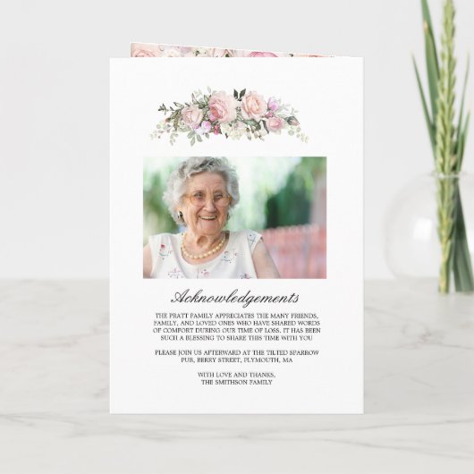 Zwei Fotos Beerdigung Feier des Lebensprogramms Programm (Rückseite)