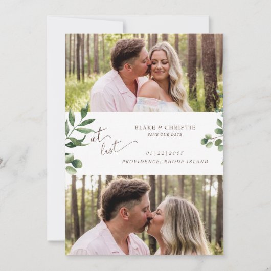 Zwei Fotos bei letzter Hochzeit Save The Date (Vorderseite)