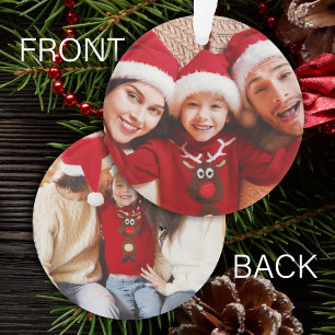 Zwei Fotos einfache Familie doppelseitiger Urlaub Ornament