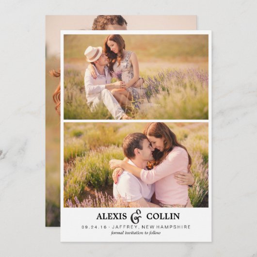 Zwei Fotos Einfache Save the Date-Karte Save The Date (Vorne/Hinten)