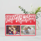 Zwei Fotos Frohe Weihnachts-Weihnachtskarte (Stehend Vorderseite)