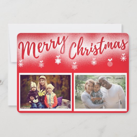 Zwei Fotos Frohe Weihnachts-Weihnachtskarte (Vorderseite)