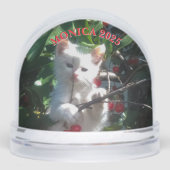 Zwei Fotos für Haustiere mit KurvText Schneekugeln (Vorderseite)