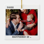 Zwei Fotos Glück ist Familienweihnachtsfest Minima Keramikornament (Rückseite)