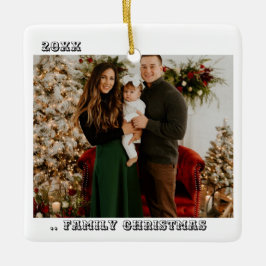 Zwei Fotos Glück ist Familienweihnachtsfest Minima Keramikornament