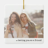 Zwei Fotos Glück ist Sie als ein Freund Minimalist Keramikornament (Rückseite)