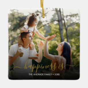 Zwei Fotos Glück ist Sie als Familie Minimalistis Keramikornament