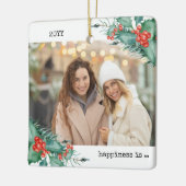 Zwei Fotos Glück ist Sie als Freund Holly Pine Keramikornament (Links)