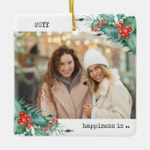 Zwei Fotos Glück ist Sie als Freund Holly Pine Keramikornament (Vorderseite)