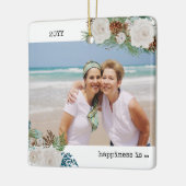 Zwei Fotos Glück ist Sie als Freund Rose Pine Keramikornament (Links)