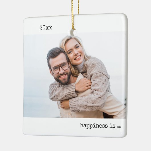 Zwei Fotos Glück ist Verheiratet Minimalistisch Keramikornament (Links)