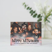 Zwei Fotos glückliche Halloween-Familie Postkarte (Stehend Vorderseite)