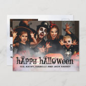 Zwei Fotos glückliche Halloween-Familie Postkarte (Vorne/Hinten)