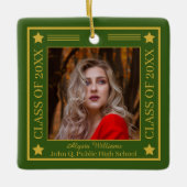 Zwei Fotos grün | Goldklasse des Abschlusses 2023 Keramikornament (Vorderseite)