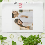 Zwei Fotos | Happy Valentines Day | Couple Gift Geschirrtuch (Gefaltet)