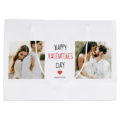 Zwei Fotos | Happy Valentines Day | Couple Gift Große Geschenktüte (Rückseite)
