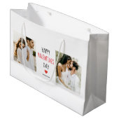 Zwei Fotos | Happy Valentines Day | Couple Gift Große Geschenktüte (Vorderseite Schrägansicht)