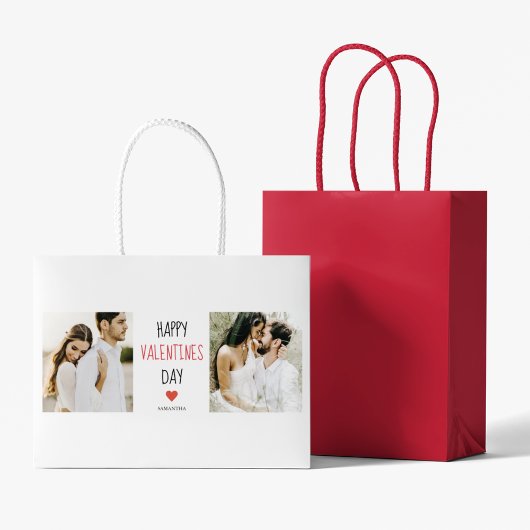 Zwei Fotos | Happy Valentines Day | Couple Gift Große Geschenktüte