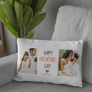 Zwei Fotos Happy Valentines Day Couple Gift Lendenkissen