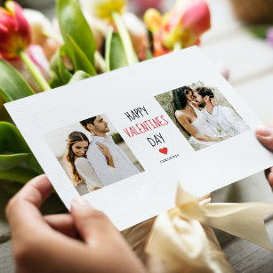Zwei Fotos   Happy Valentines Day   Couple Gift Magnetkarte