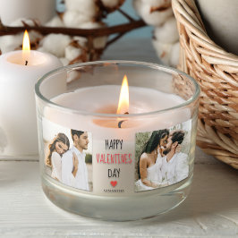 Zwei Fotos | Happy Valentines Day | Couple Gift Rechteckiger Aufkleber