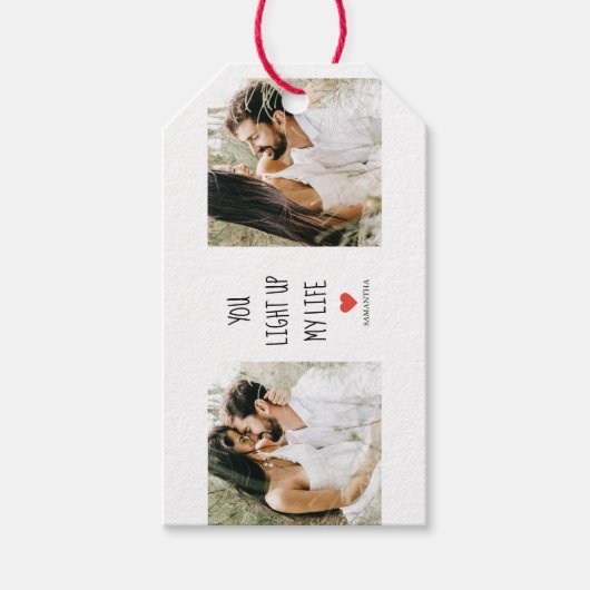 Zwei Fotos | Happy Valentines Day | Romantisches Z Geschenkanhänger (Vorderseite)