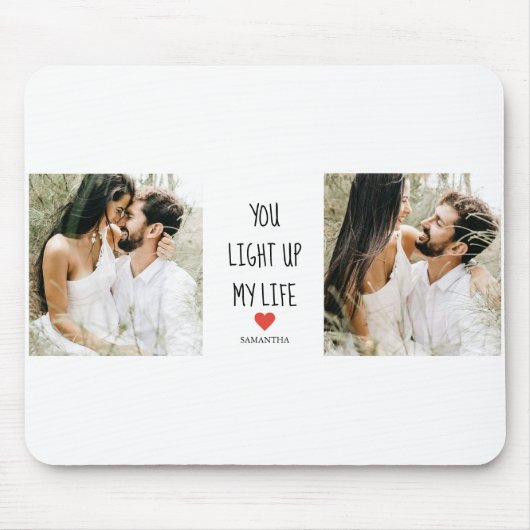 Zwei Fotos | Happy Valentines Day | Romantisches Z Mousepad (Vorne)