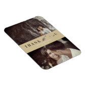 Zwei Fotos Hochzeit Couple Gold Cut Paper Effect Magnet (Rechte Seite)