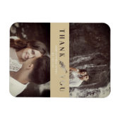 Zwei Fotos Hochzeit Couple Gold Cut Paper Effect Magnet (Horizontal)