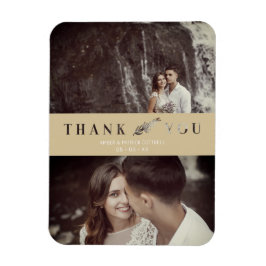 Zwei Fotos Hochzeit Couple Gold Cut Paper Effect Magnet