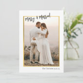 Zwei Fotos Hochzeit frohe Verheiratete Weihnachtsk Einladung (Stehend Vorderseite)