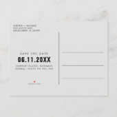 Zwei Fotos Hochzeit speichern das Datum Einladungspostkarte (Rückseite)