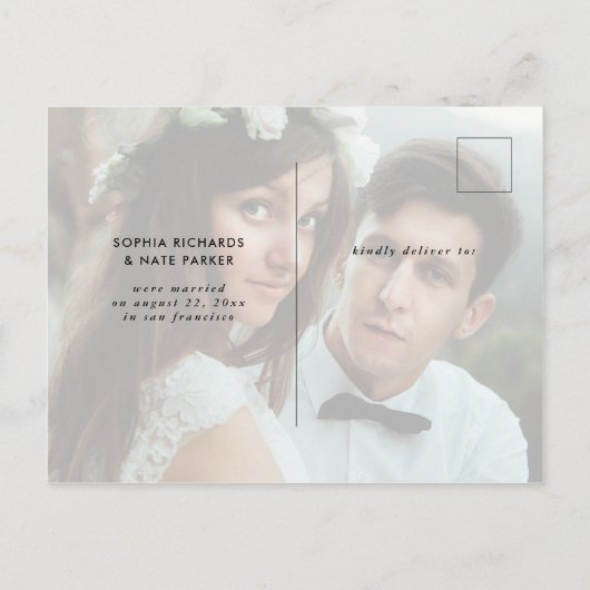 Zwei Fotos | Imitats Rose Goldenes Herz nur verhei Ankündigungspostkarte (Rückseite)