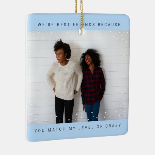 Zwei Fotos Minimalistisch Beste Freundin Snowfall Keramikornament (Rechts)