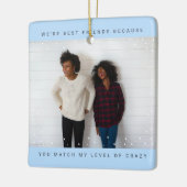 Zwei Fotos Minimalistisch Beste Freundin Snowfall Keramikornament (Links)