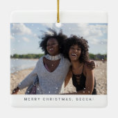 Zwei Fotos Minimalistisch Beste Freundin Snowfall  Keramikornament (Rückseite)