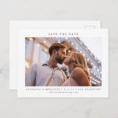 Zwei Fotos Minimalistisch Modernes Elegantes Save Postkarte (Vorne/Hinten)