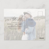 Zwei Fotos Minimalistisch Save the Date Postkarten (Rückseite)