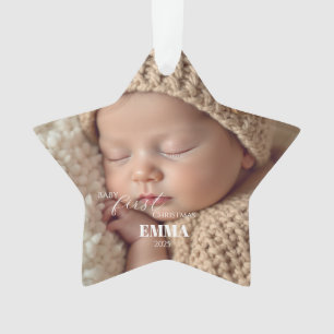 Zwei Fotos Minimalistisches Baby Erstes Weihnachte Ornament