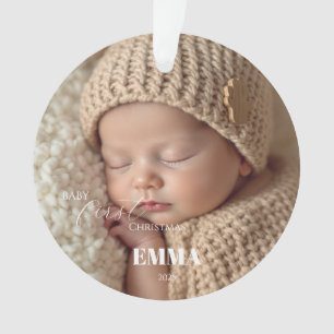 Zwei Fotos Minimalistisches Baby Erstes Weihnachte Ornament