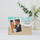 Zwei Fotos mit weniger Starfish Save the Date im M Postkarte (Stehend Vorderseite)