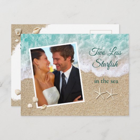Zwei Fotos mit weniger Starfish Save the Date im M Postkarte (Vorne/Hinten)