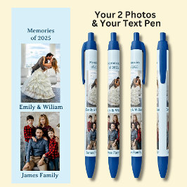 ZWEI Fotos, Name Datum, Blauer Text, Blau Kugelschreiber