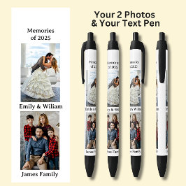 ZWEI Fotos, Name Datum, Text auf Weiß, Schwarz Kugelschreiber