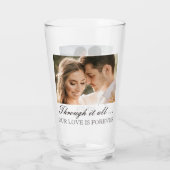 Zwei Fotos, Namen, Datum und Text | 16oz Pint Glas (Rückseite)